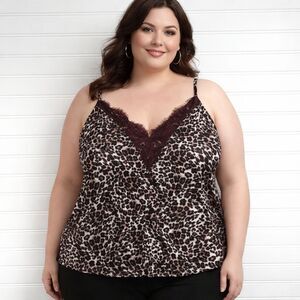 Melrose & Market Nordstrom NWT Plus 2X Leopard Cheetah Print Lace Cami Tank Top
